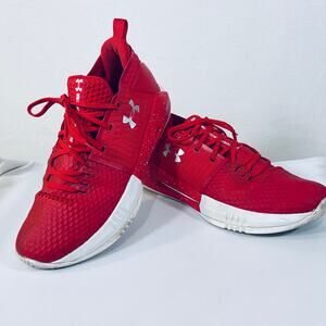 Under Armour Basketball Sneakers Mens 10.5 Drive 4 Low Red Mid Top Shoe Trainers